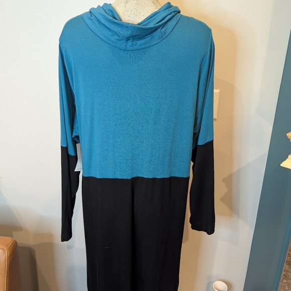NWT Karen Kane Women's Color Block cowl neck Teal & black Dress Sz 3x - Picture 8 of 13